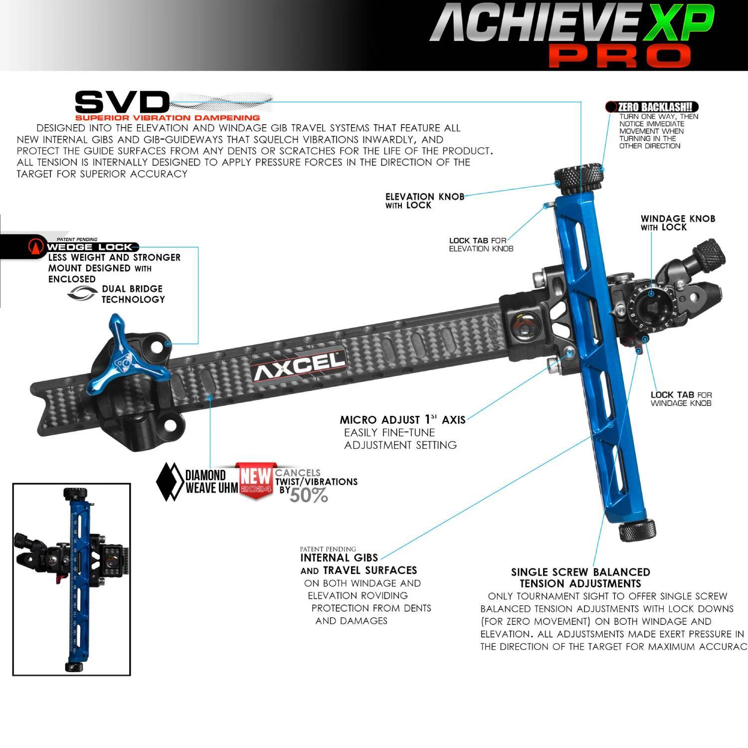 Axcel Klasik Yay Nişangahı Achieve XP Pro UHM Diamond Weave Carbon Bar Recurve 9"